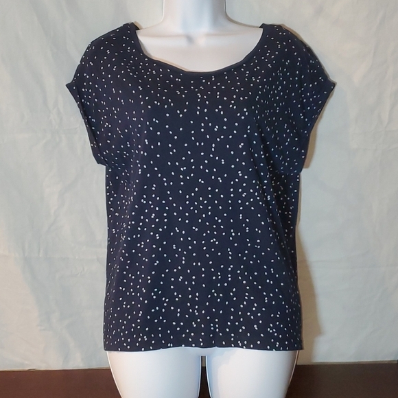 Dark blue Zara top with white oval dots - Picture 1 of 12